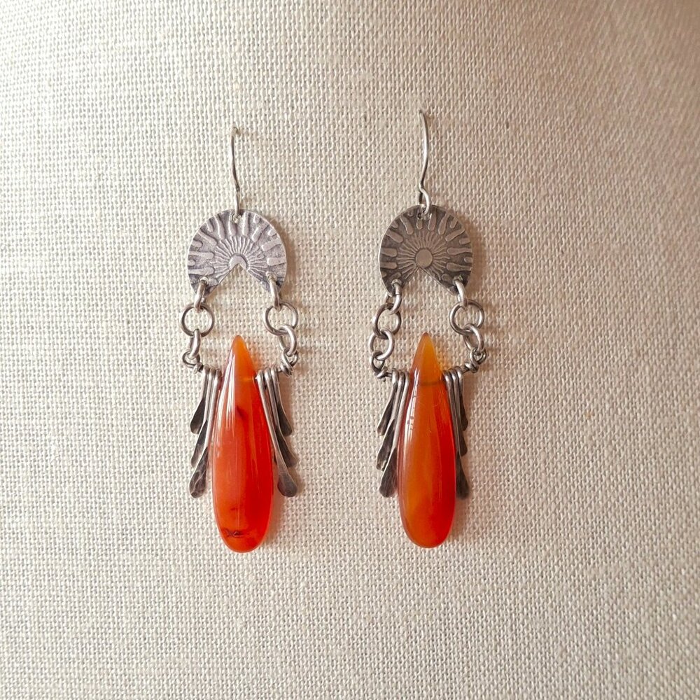 Sterling Silver Carnelian Drop Earrings